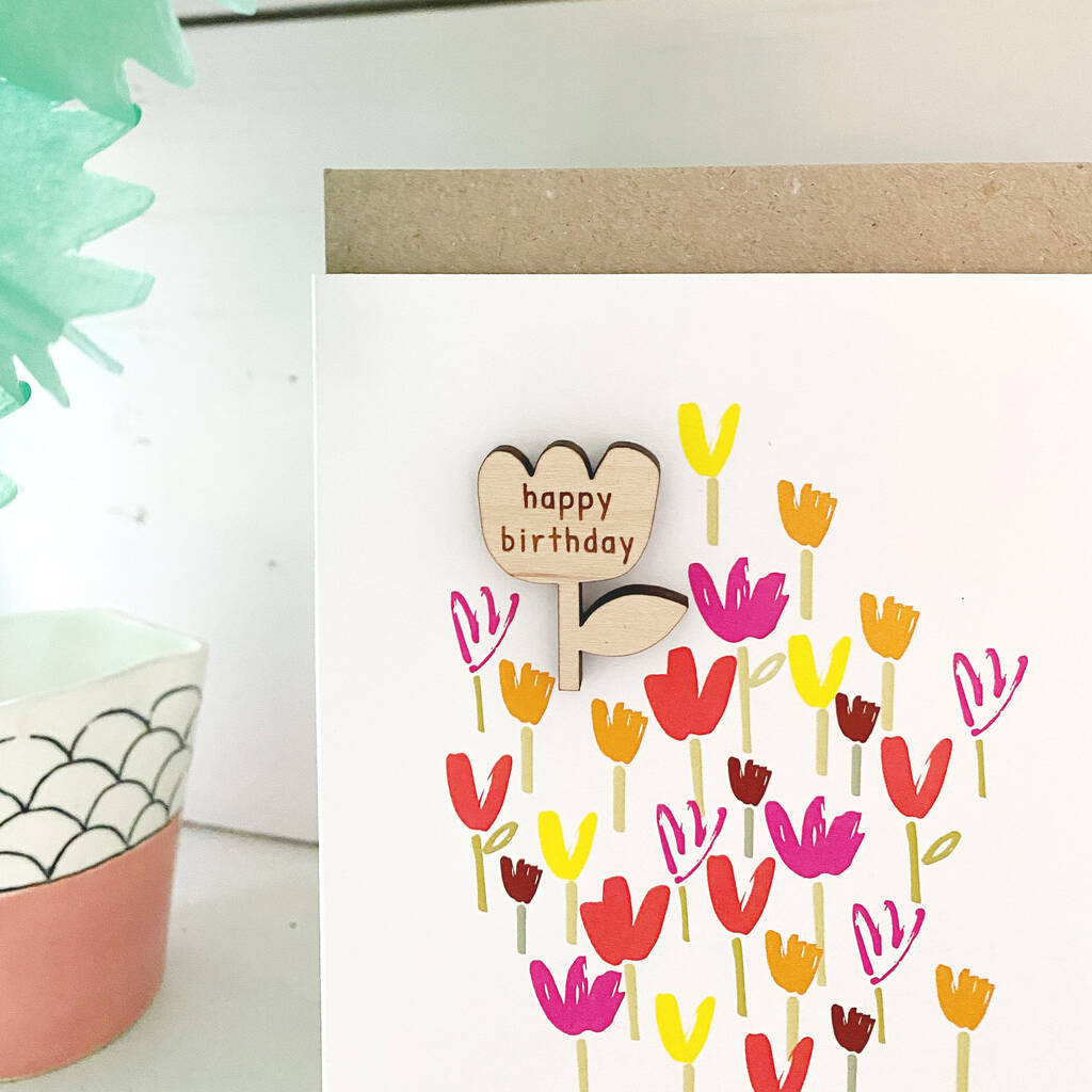 Happy Birthday Tulip Greeting Card By Squirrelbandit