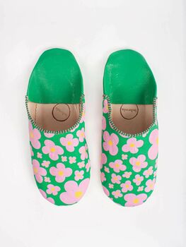 Margot | Women's Cotton And Leather Patterned Slippers, 3 of 6