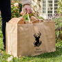Personalised Stag Jute Log Bag, thumbnail 1 of 9