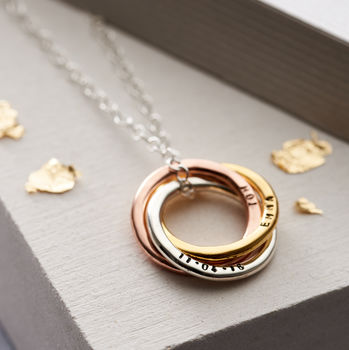 Personalised Mixed Gold Russian Ring Necklace, 4 of 12