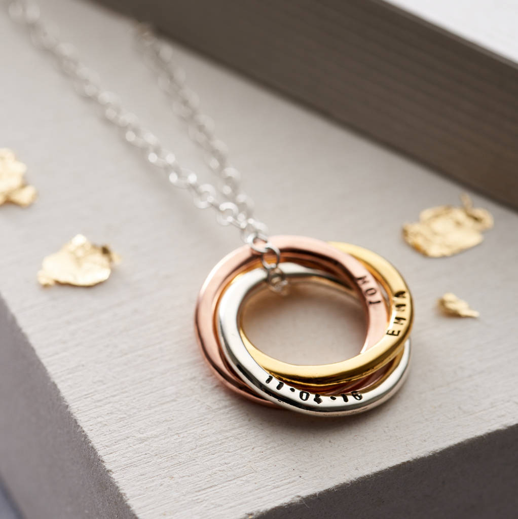 Personalised Mixed Gold Russian Ring Necklace, 1 of 12