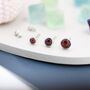 Natural Garnet Stud Earrings In Sterling Silver, thumbnail 1 of 12