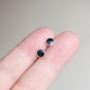 Small 4 Mm Black Studs Earrings, Onyx Stone Studs, thumbnail 1 of 7