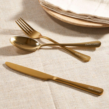 Personalised Gold Cutlery Set With Free Engraving, 2 of 7