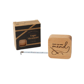 Oak Wooden 'Make Do And Mend' Square Tape Measure | Sewing Accessory | Homeware | Sewing Hobby, 2 of 5