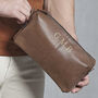 Personalised Wash Bag Full Grain Leather Look Nu Hide Pu, thumbnail 2 of 9