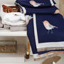 Navy Embroidered Robin Pashmina Scarf, thumbnail 3 of 3