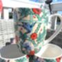 Set Of Six China Aspen Mugs In Blue Bird Trellis Design, thumbnail 4 of 11