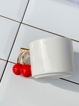 Cherry Handle Ceramic Mug, 3 of 6