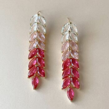 Jewelled Pink Ombre Drop Earrings, 2 of 2
