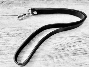 Personalised Black Leather Lanyard, Loop ID Lanyard, 4 of 12