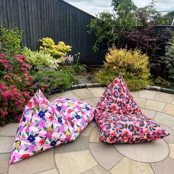 Outdoor Beanbag In Sparrow And Plumb Pink Leopard Print, 4 of 5