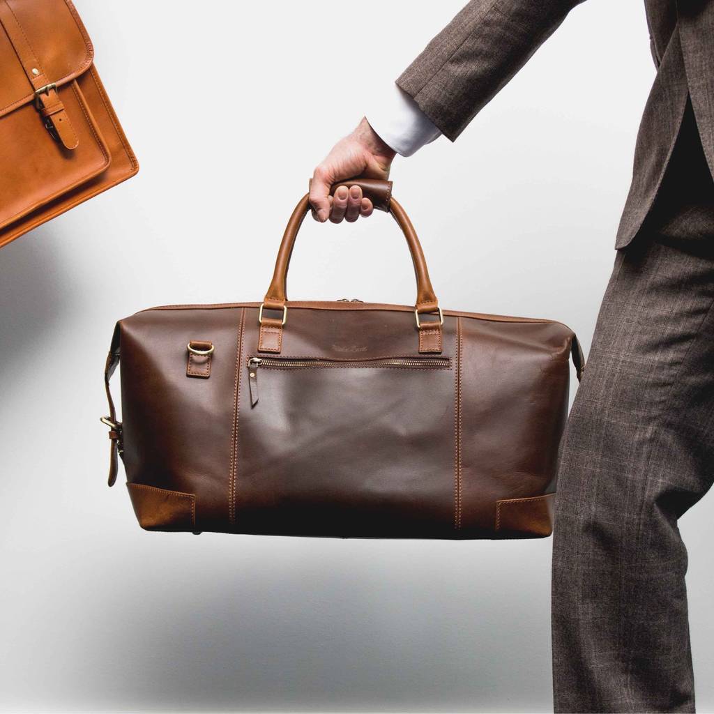 leather holdall weekend bag ‘aviator’ by niche lane ...