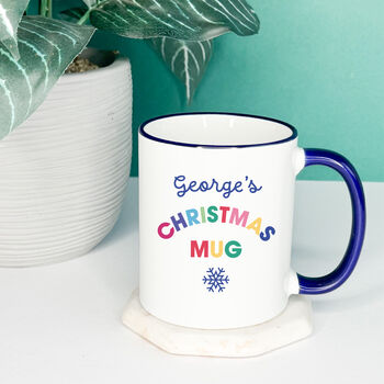 Personalised Bright Christmas Mug Coloured Handle, 2 of 4