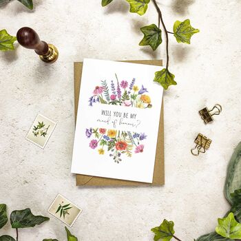 Colourful Flowers Will You Be My Bridesmaid Card, 4 of 4