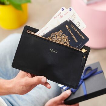 Personalised Double Sided Zip Leather Travel Wallet With Hot Stamped Name Or Initials, 3 of 6
