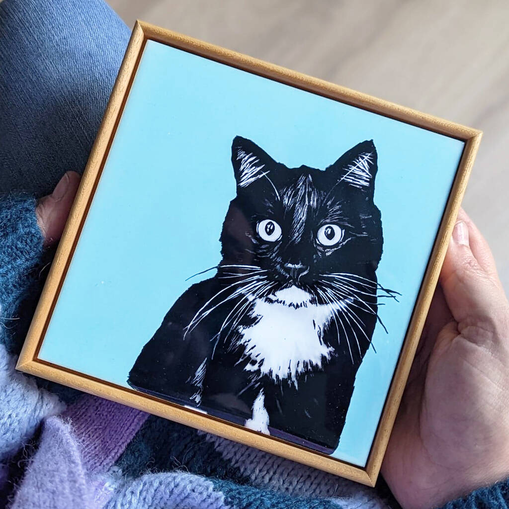 Personalised Pet Portrait Framed Tile, 1 of 5