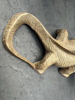 Hand Carved Wood Iguana Figurine 30cm Wood Animal Gift, 7 of 12