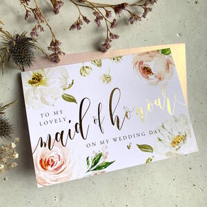 Gold Foil Maid Of Honour Card | Meadow Floral By Farrah & Eve Paper Co.