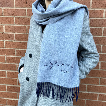 Embroidered Cashmere Bird Scarf, 2 of 3
