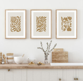 Set Of Three Modern Abstract Floral Art Prints For Home, 3 of 6