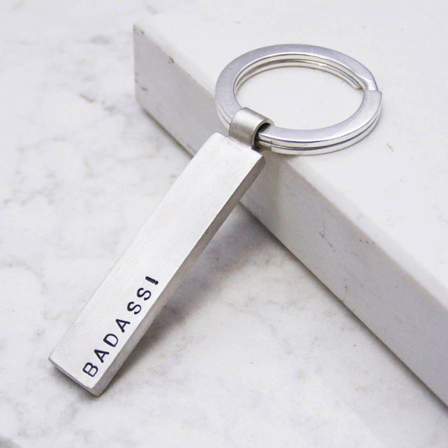 Chunky Personalise Solid Silver Key Ring By Soremi Jewellery