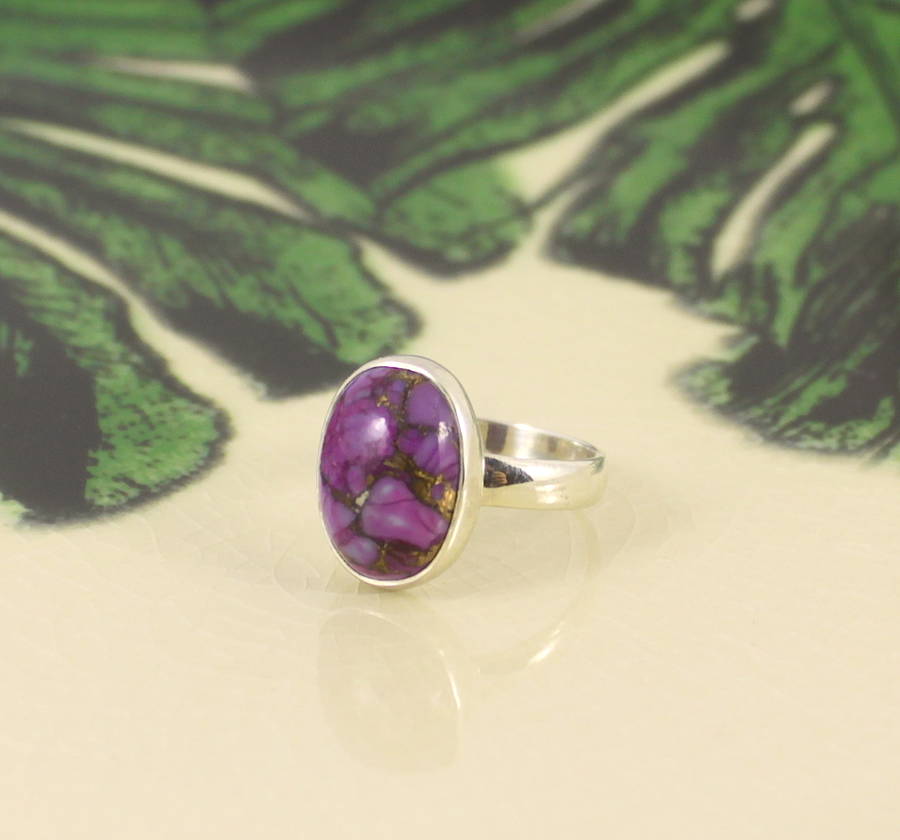 Purple Copper Turquoise Ring In Sterling Silver By Lucy Loves Neko ...