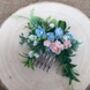 Dusky Blue And Blush Flower Hair Comb, thumbnail 2 of 3