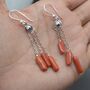 Red Coral Earrings: Red Gemstone Jewelry, thumbnail 1 of 5