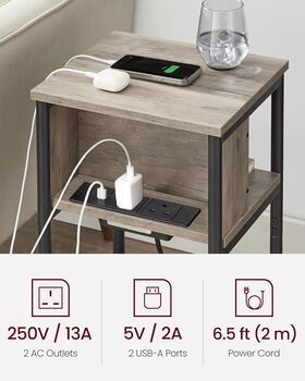 Slim Side Table With Built In Charging Station, 4 of 9