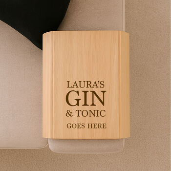 Personalised Wooden Flexible Sofa Tray Gin And Tonic, 2 of 3