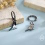 Magpie Enamel Huggie Hoop Earrings In Sterling Silver, thumbnail 3 of 10