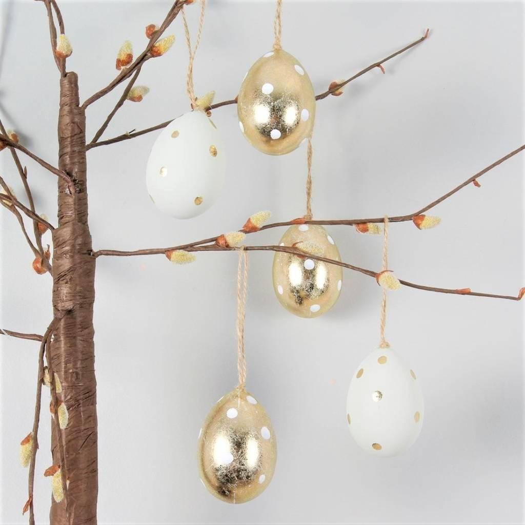 Six Gold And White Polka Dot Egg Decorations, 1 of 2