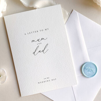Luxury 'Letter To My Mum And Dad On My Wedding Day' Card, Elegant Calligraphy Design, 2 of 7