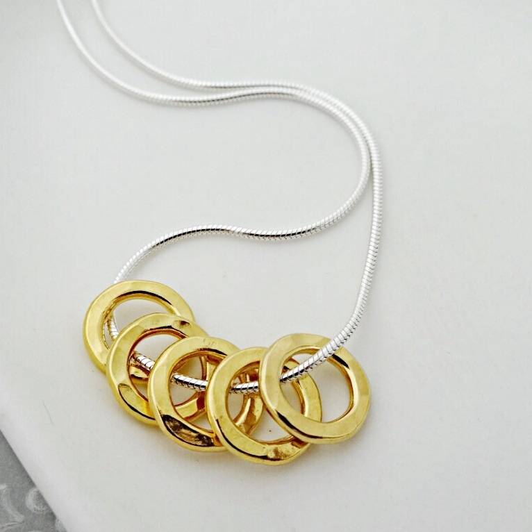 Five Gold Plated Rings Necklace By Sophie Jones Jewellery