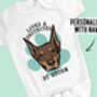 Doberman Name Baby Onesie, thumbnail 2 of 6