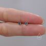 Sterling Silver Tiny Droplet London Blue Cz Stud Earrings, thumbnail 6 of 12