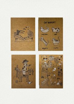 Shaded Cat Pointillism Diy Art Kit Set Of Four, 2 of 9