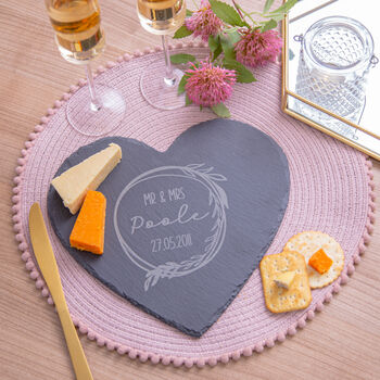 Personalised Couples Heart Slate Serving Board, 3 of 5
