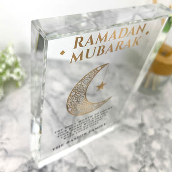 Personalised Ramadan Mubarak Crescent Giant Crystal Block 19.5cm X 14cm, 4 of 6