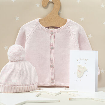 Luxury Baby Girl Pink And Grey Knitted Gift Box, 2 of 12