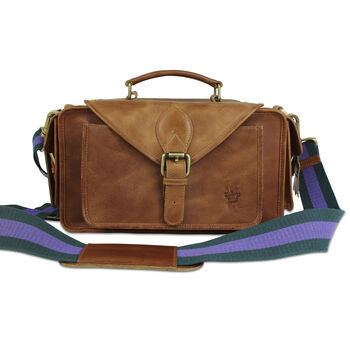 'Emerson' Traditional Leather Camera Bag In Tan, 4 of 11