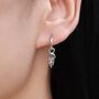 Sterling Silver Jellyfish Dangle Hoop Earrings, thumbnail 1 of 10