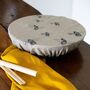 Large Reusable Linen Bowl Cover With Bee Design, thumbnail 4 of 4