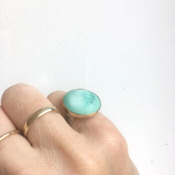 Turquoise Gemstone Ring Set In 9ct Gold And Silver, 2 of 6