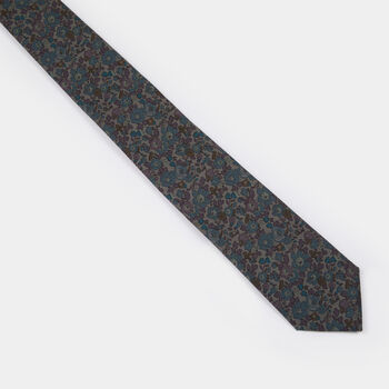 Mens Green And Purple Floral Slim Tie, 12 of 12