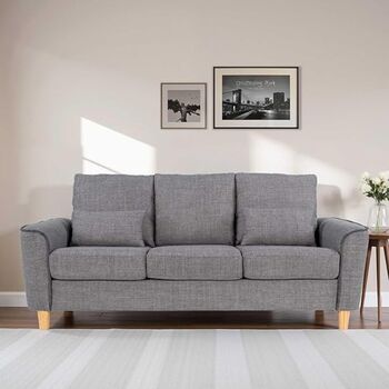 Three Seater Sofa Comfortable Fabric Sofa With Cushions, 11 of 12