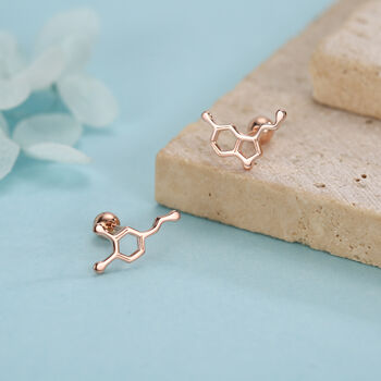 Sterling Silver Serotonin And Dopamine 18 G Screw Back Stud Earrings, 5 of 12