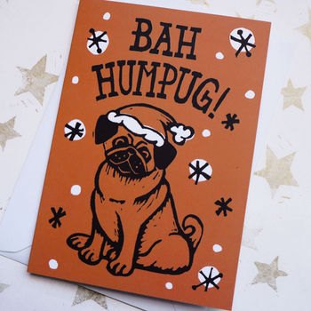 Pug Dog Funny Pack Of Christmas Cards Five Or 10, 2 of 2