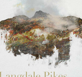 Langdale Pikes In Wainwright's Words Poster, 3 of 4